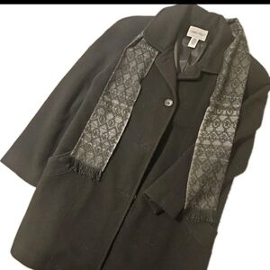 Cabin Creek Coat Women 14 Blk 100% Wool Y2K Boho Cottagecore Barbie Normcore